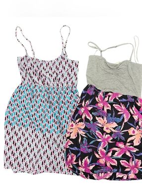 Bundle 2 Roxy Quicksilver Summer Spring Short Purple Floral Dress Mini Size XS